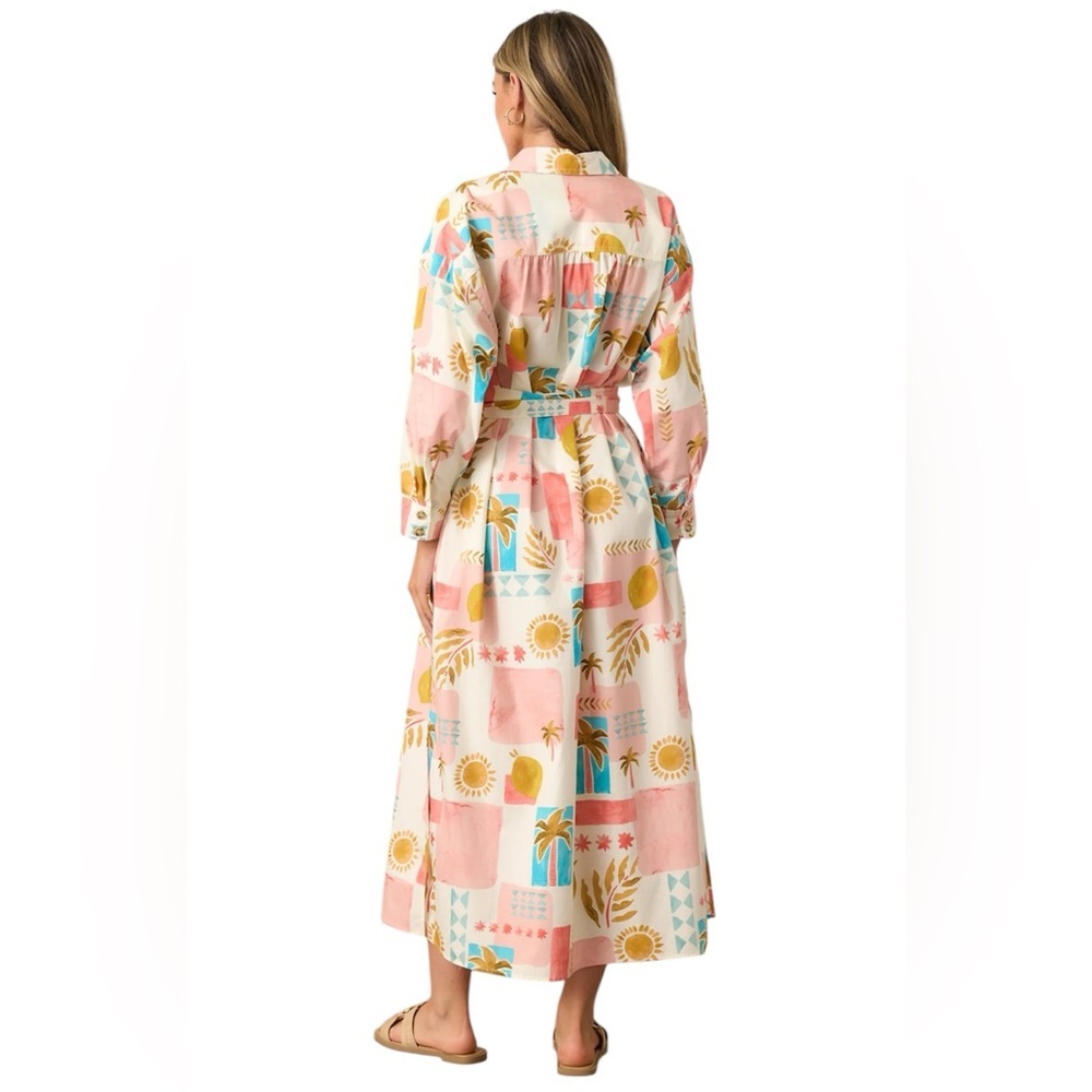 Tropical Print Button Front Midi Dress -NWT - Picture 2 of 3